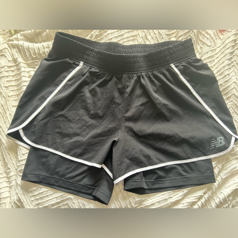 NWOT New Balance Black Athletic Shorts with White Accents